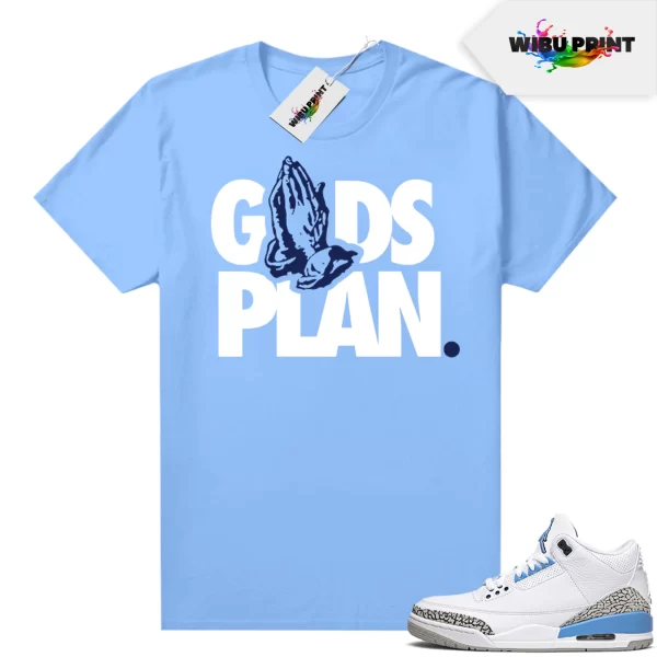 Gildan UNC 3s sneaker tees Carolina Blue , Gods Plan