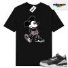 Gildan Jordan 3 Black Cement Sneaker Match Tees Shirt Black Sneakerhead Mickey