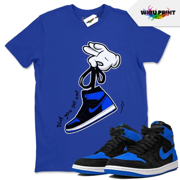 Gildan Cartoon Hands Air Jordan 1 Royal Reimagined Sneaker Matching T Shirt