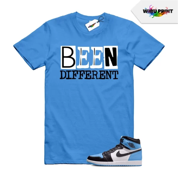 Unc University Blue Toe Jordan 1 Retro High Og Black White T Shirt Match Been
