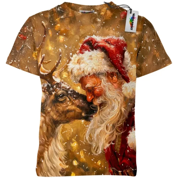 Santa and Reindeer Christmas Shirt, Holiday Shirt