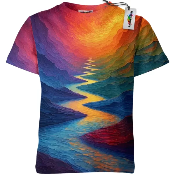 Vivid River Abstract Flow Shirt, Graphic Shirt