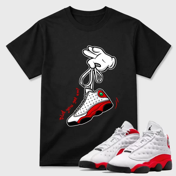 Cartoon Hands Air Jordan 13 Chicago Red Sneaker Matching Unisex Tops T-Shirt