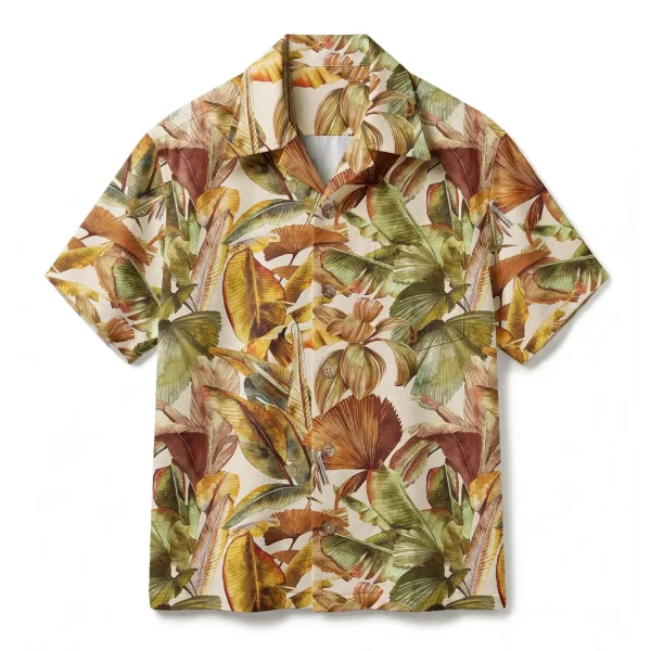 Vintage Sepia Banana Leaf Hawaiian Shirt - Earthy Autumn Tropical Print - Retro Heritage Aloha Shirt