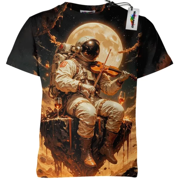 Moonlight Astronaut Violinist Shirt, Graphic Shirt