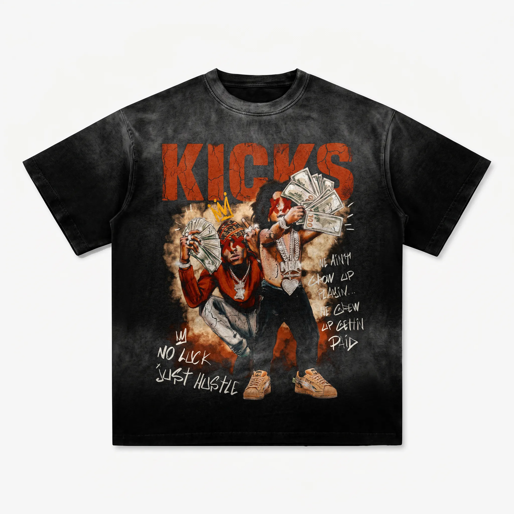 Wibuprint No Luck Just Hustle Premium T-Shirt to Match adidas