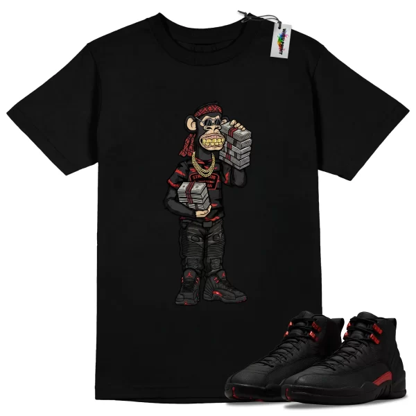 Wibuprint Drip Ape Shirt to Match Air Jordan 12 Bloodline – AJ12 Matching Graphic Tee – Bloodline 12s Shirt