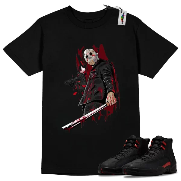 Wibuprint Horror Shirt to Match Air Jordan 12 Bloodline – AJ12 Matching Graphic Tee – Bloodline 12s Shirt