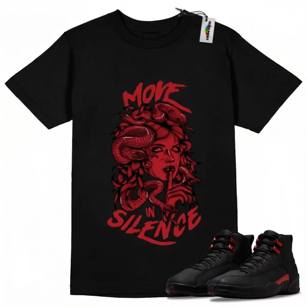 Wibuprint Move In Silence Shirt to Match Air Jordan 12 Bloodline – AJ12 Matching Graphic Tee – Bloodline 12s Shirt