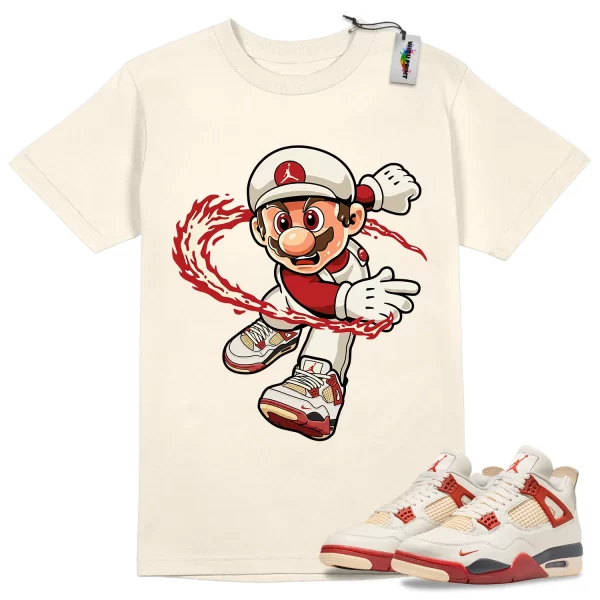 Wibuprint Mario Fire Kicks Shirt to Match Air Jordan 4 Brick After Brick – AJ4 Matching Graphic Tee – Brick After Brick 4s Shirt