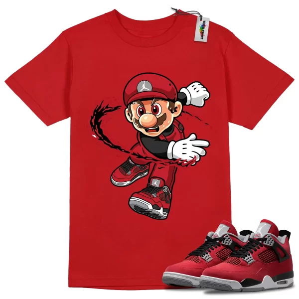 Wibuprint Mario Fire Kicks Shirt to Match Air Jordan 4 Toro Bravo – AJ4 Matching Graphic Tee – Toro Bravo 4s Shirt