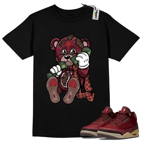 Wibuprint Bear Shirt to Match Air Jordan 3 Bin 23 – AJ3 Matching Graphic Tee – Bin 23 3s Shirt